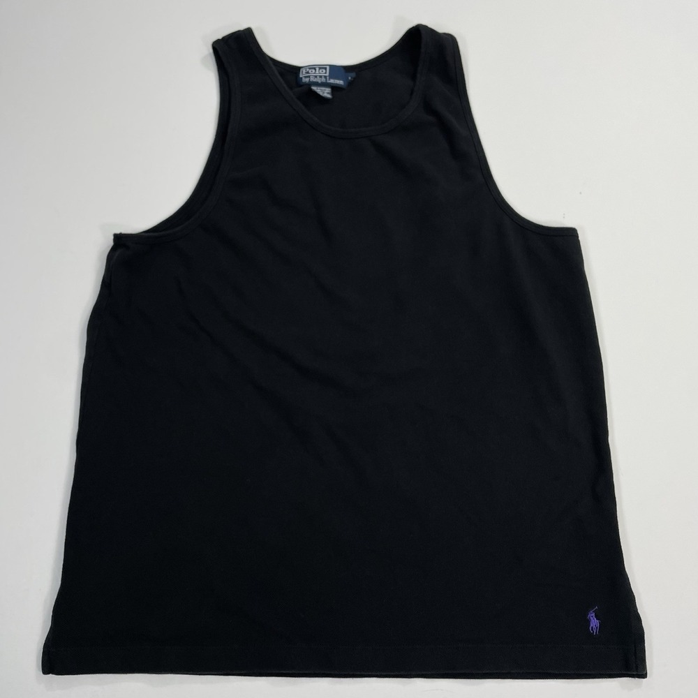Polo Ralph Lauren Tank Top Men's Large Ribbed Black Little Pony 90s Under Shirt